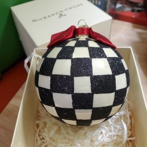 MacKenzie-Childs Glass Courtly Check Ball ornament with box